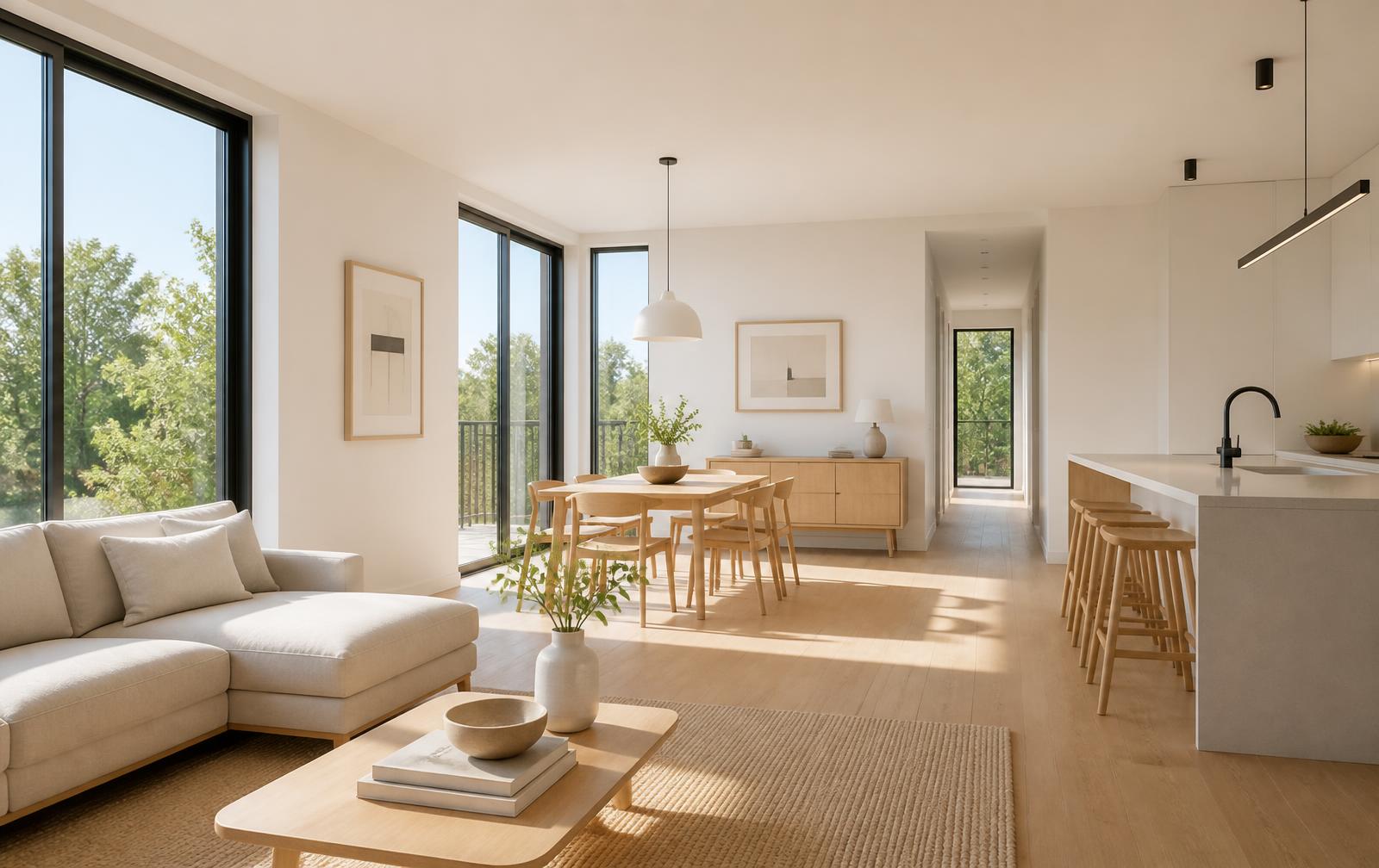 Interior luminos de apartament modern, impecabil de curat